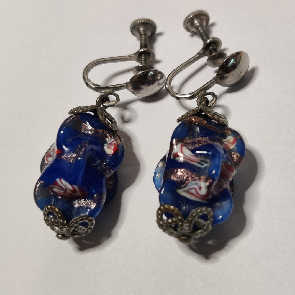 Vintage Murano Glass Lampwork Earrings